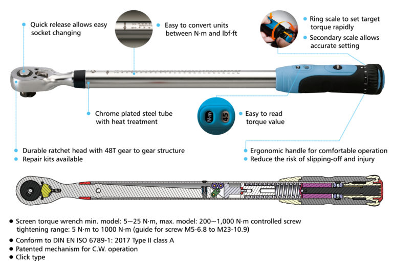 3 8 Screen Torque Wrench 20 100 Nm William Tools