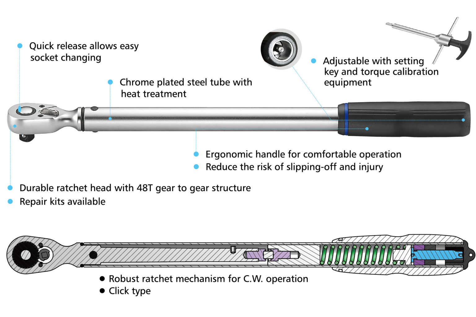 1/4″ Standard Preset Torque Wrench 2-25 N·m – William Tools